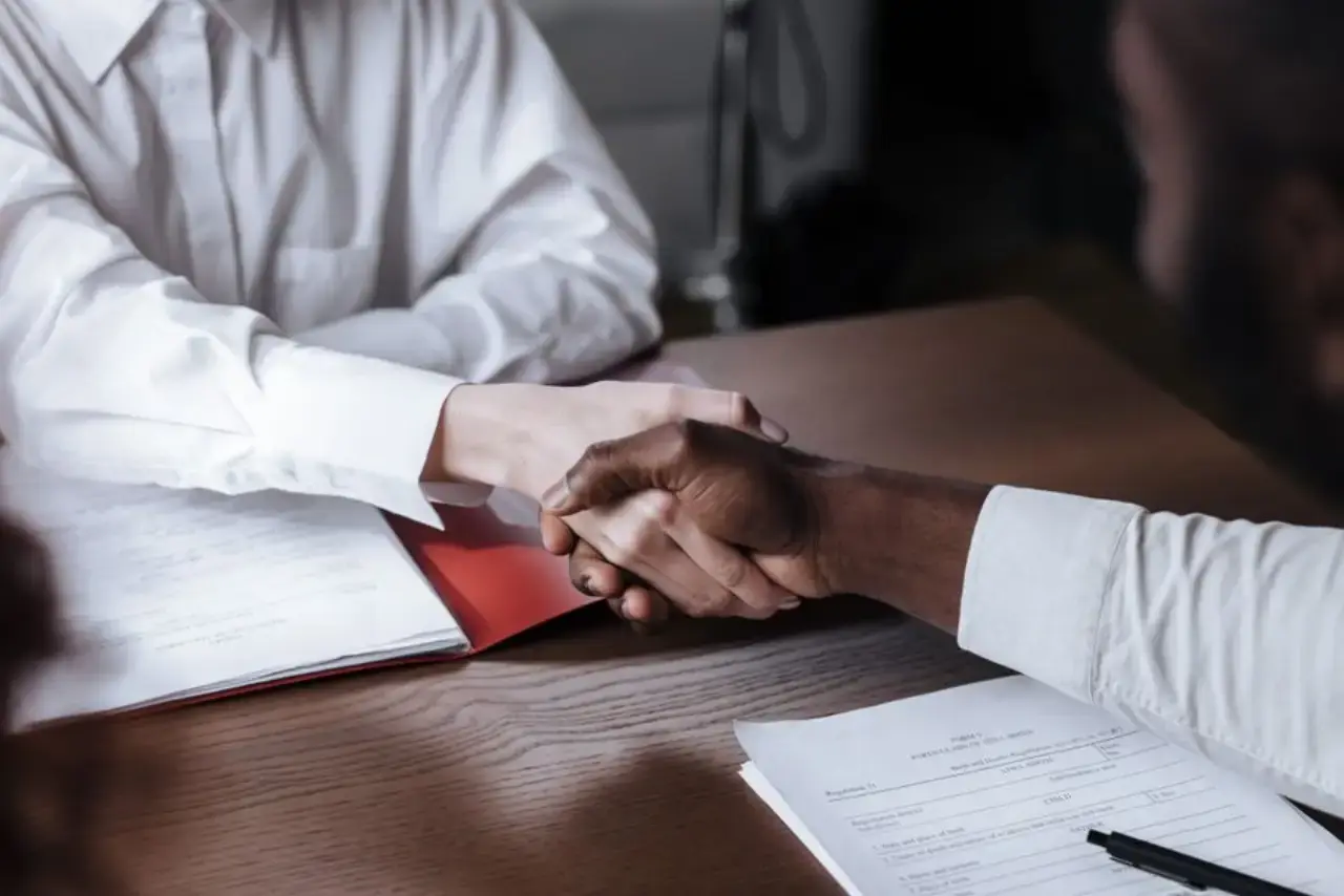 Consultation over divorce paperwork at a table